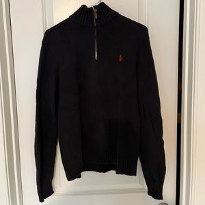 Navy Polo Quarter Zip Sweater (Small)